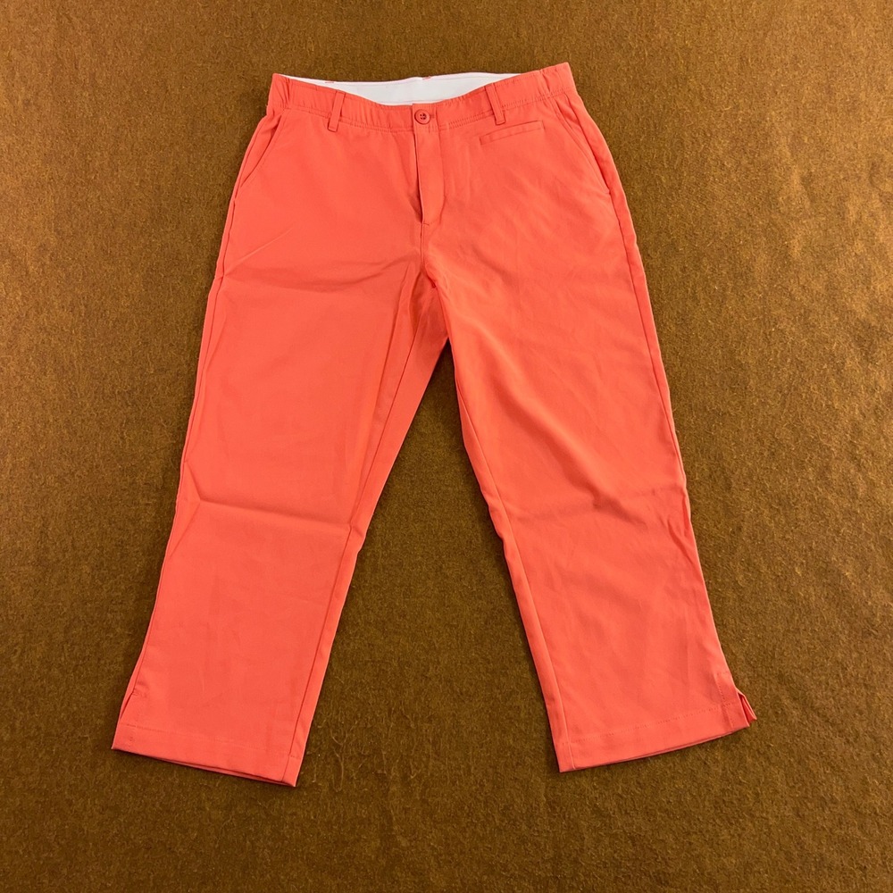Three Sixty Six Womens 6 Coral Orange Stretch Golf Capri Crop Pants New